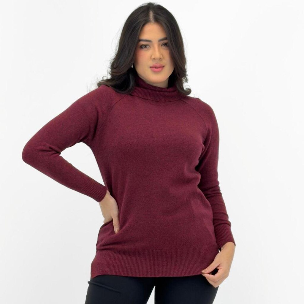 Blusa de Lã Das Gurias Básica Gola Alta Feminina