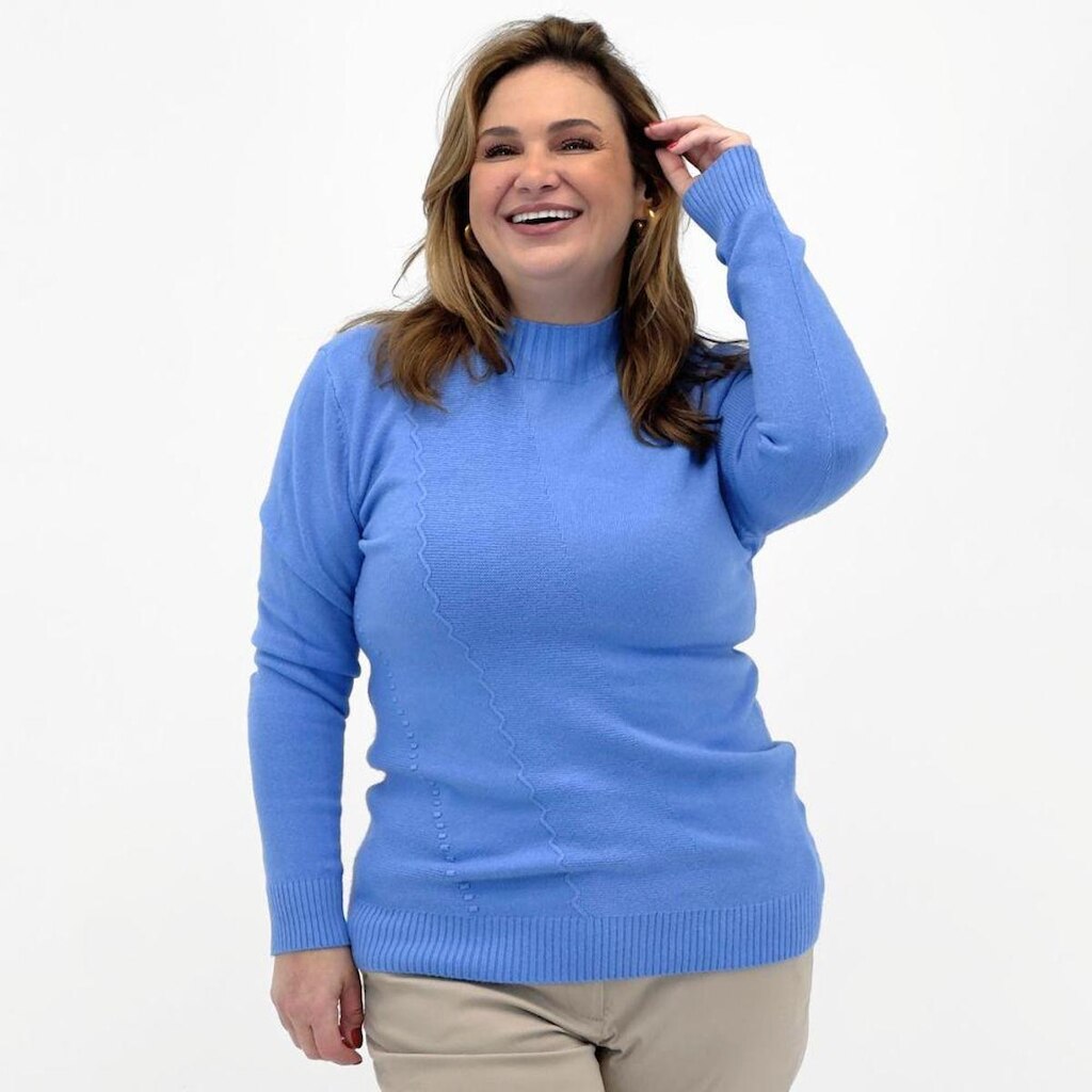 Blusa de Lã Dyordhana Plus Size Gola Alta Feminina