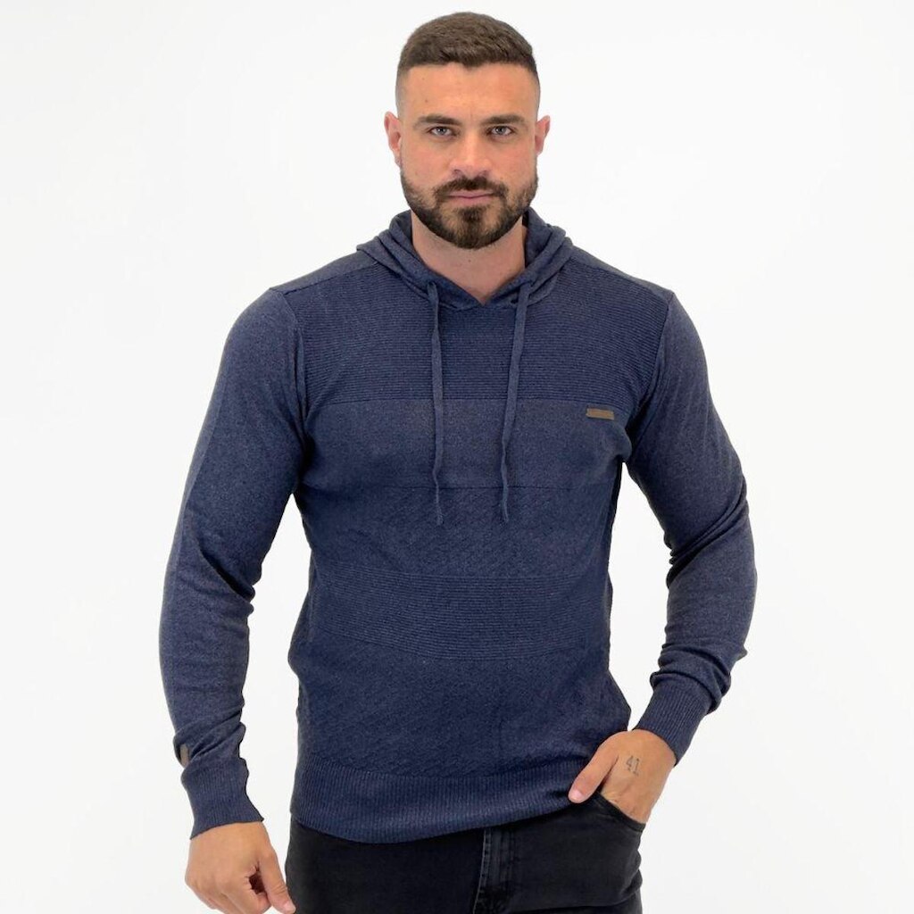 Blusa de Lã Gangster Fechada com Capuz Masculina