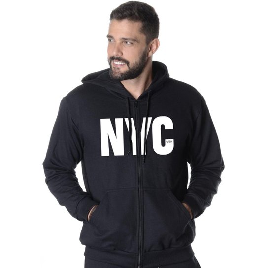 Blusa De Moletom Aberto Estampa New York City Masculina - Preto é ruim? Blusa De Moletom Aberto Estampa New York City Masculina - Preto é boa?