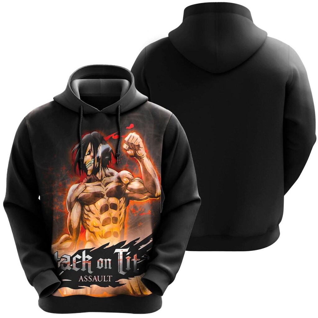 Blusa De Moletom Attack on Titan Eren Yeager Anime Desenho