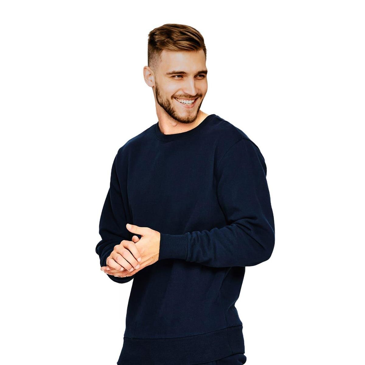 Blusa de Moletom Azul Marinho Básico sem Capuz Azul Escuro