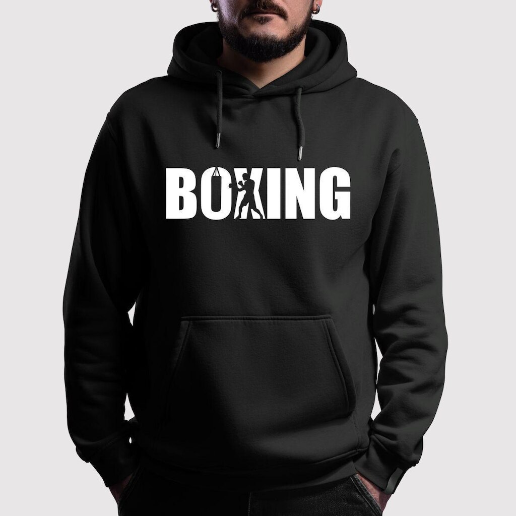 Blusa de Moletom Canguru Com Capuz Box Flanelada Boxing