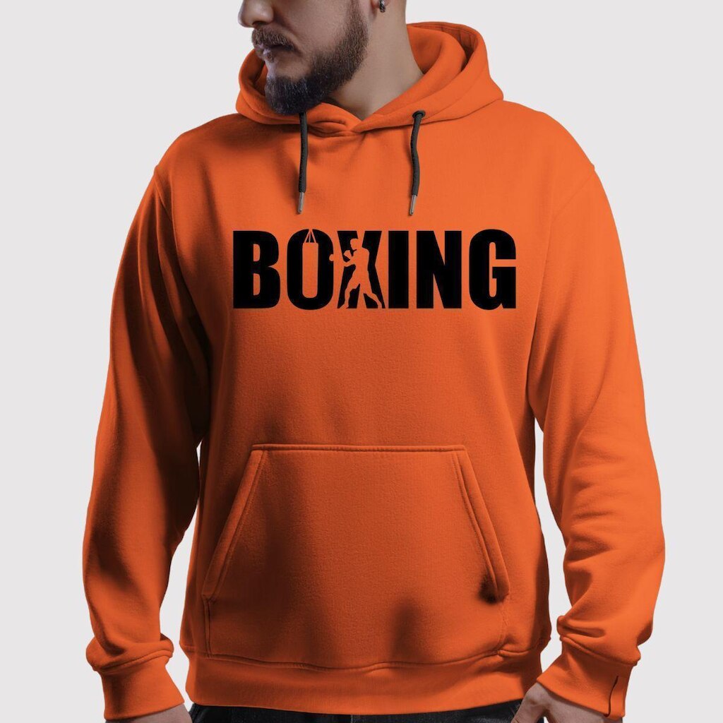 Blusa de Moletom Canguru Com Capuz Box Flanelada Boxing