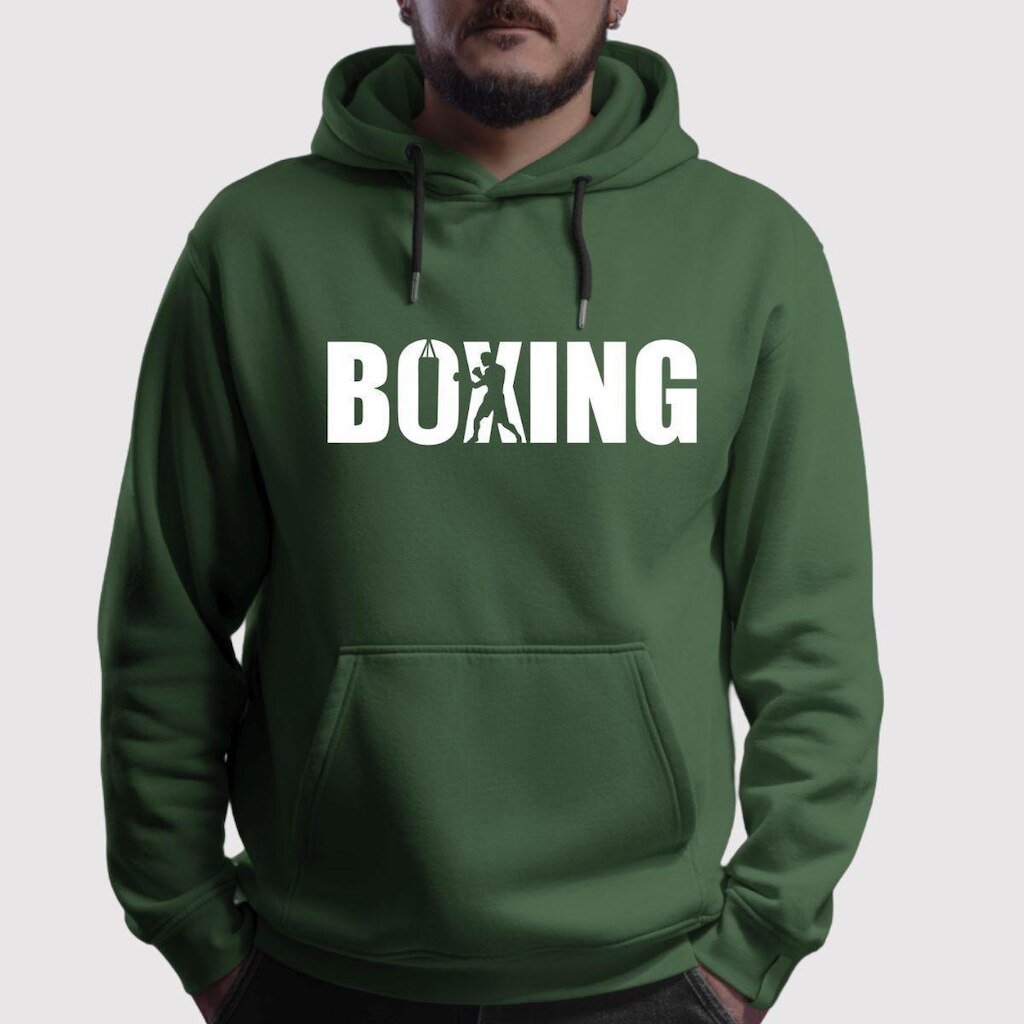 Blusa de Moletom Canguru Com Capuz Box Flanelada Boxing