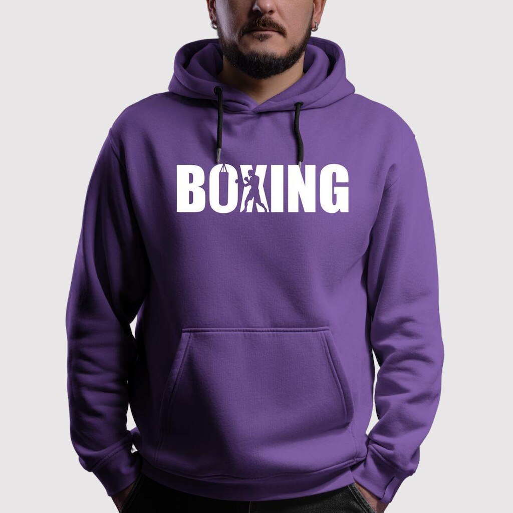 Blusa de Moletom Canguru Com Capuz Box Flanelada Boxing