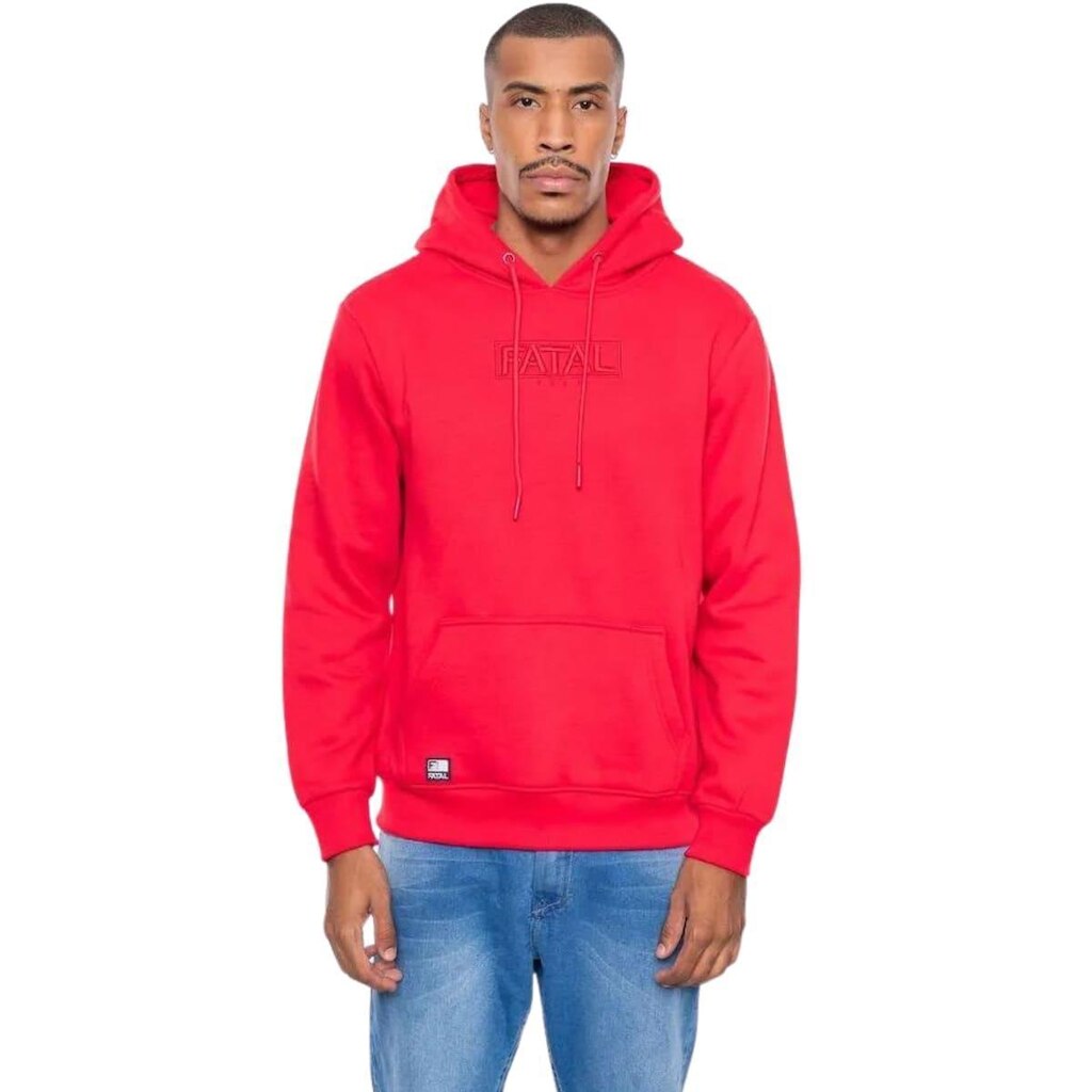 Blusa de Moletom Canguru com Capuz Fatal Fechado Vermelho