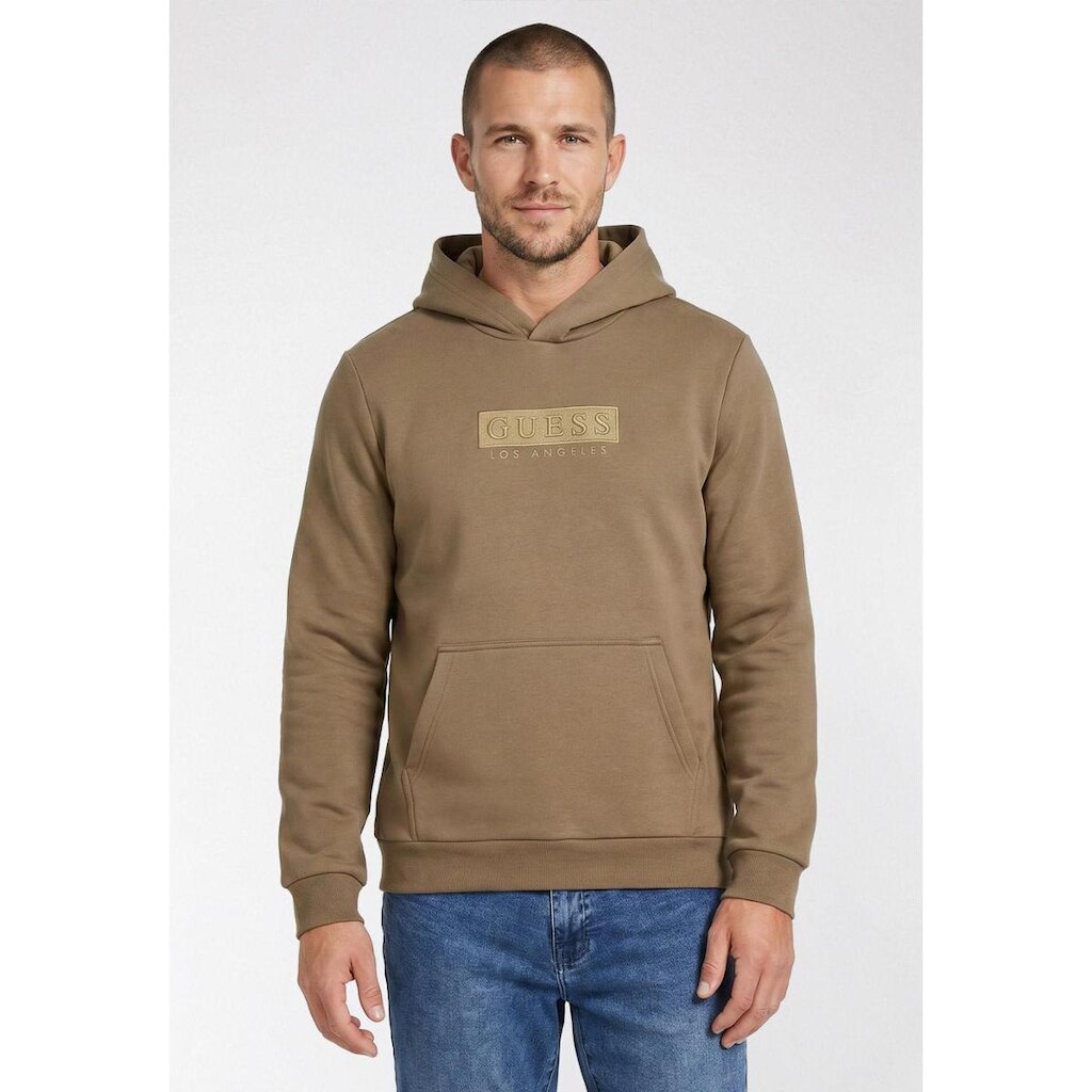 Blusa de Moletom Capuz Logo Bordado Bege