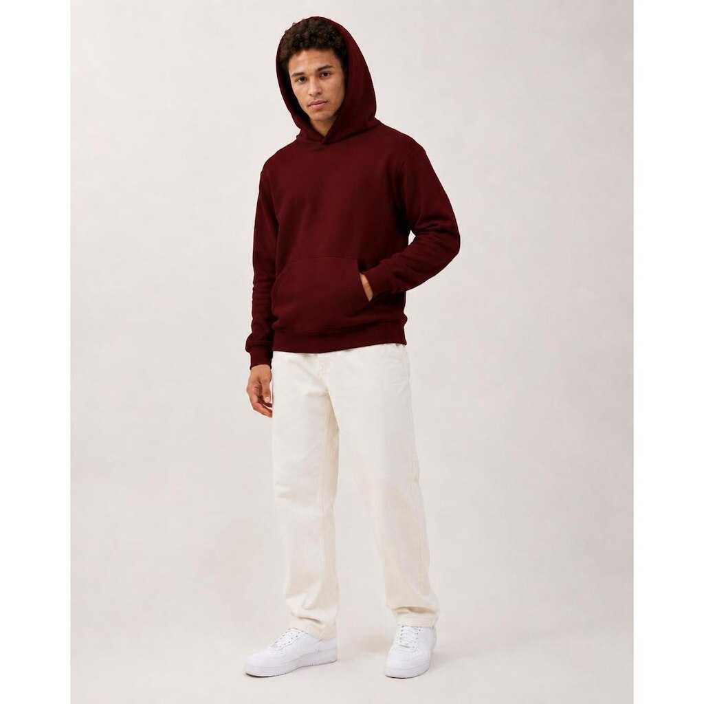 Blusa De Moletom Com Capuz E Bolso Canguru Sem Estampa