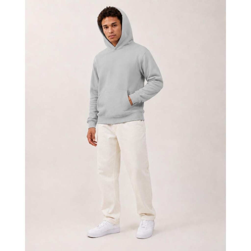 Blusa De Moletom Com Capuz E Bolso Canguru Sem Estampa