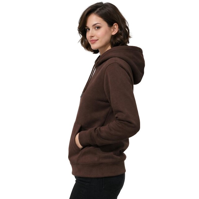 Blusa de Moletom Feminina com Capuz Liso Flanelado e Bolso Canguru