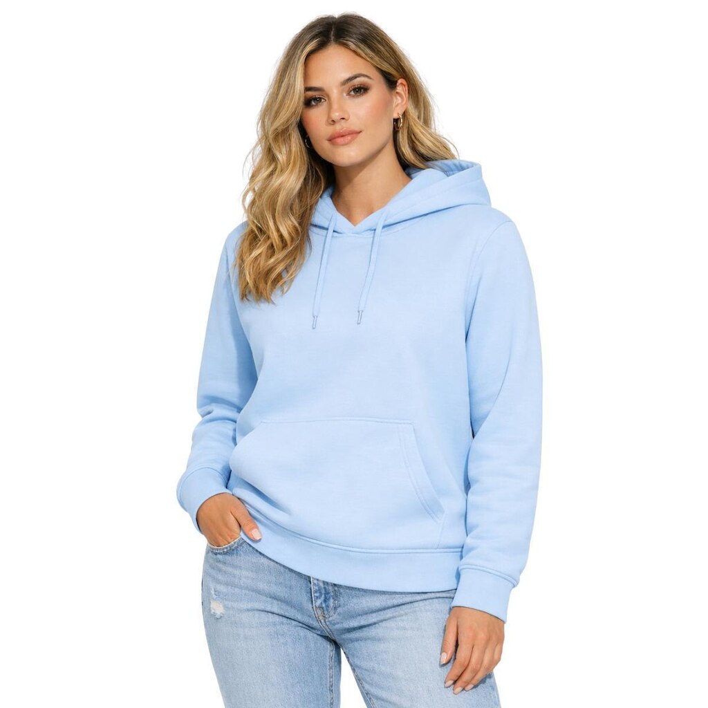Blusa de Moletom Feminina com Capuz Liso Flanelado e Bolso Canguru