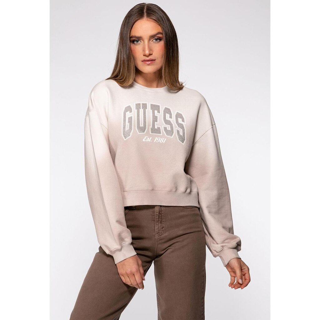 Blusa de Moletom Guess Hot Fix Degradê Bege