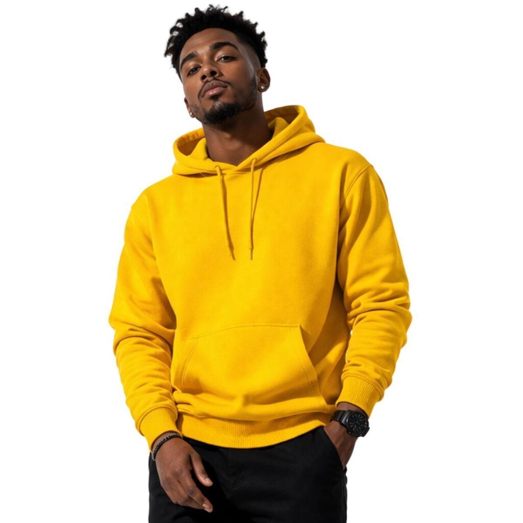 Blusa De Moletom Masculina Com Capuz Bolso Canguru Flanelada Casual Inverno