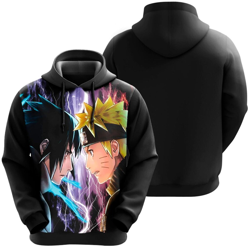 Blusa De Moletom Narutoo Shippuden Sasuke E Narutoo Anime Desenho Casaco