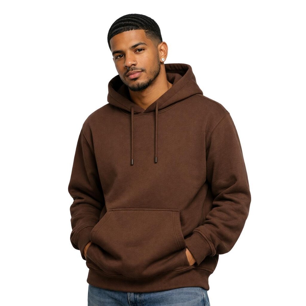 Blusa de Moletom Relaxado Canguru Com Capuz Macio Quente