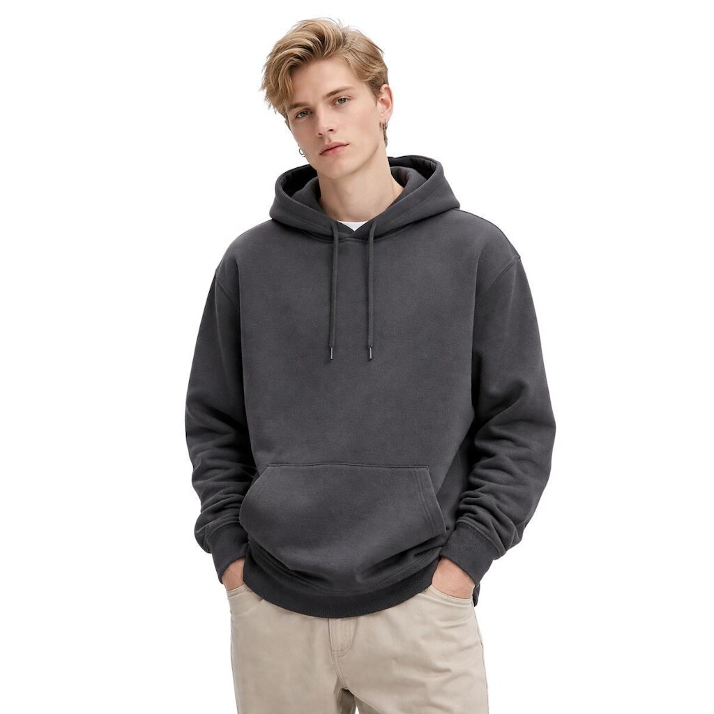 Blusa de Moletom Relaxado Canguru Com Capuz Macio Quente