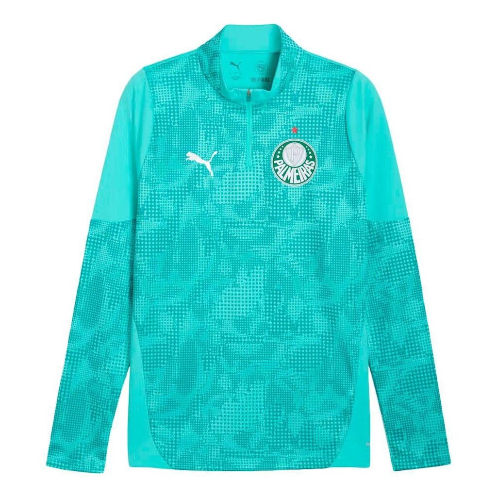 BLUSA DE TREINO PUMA PALMEIRAS 1/4 ZIP MASCULINO - VERDE AGUA GG
