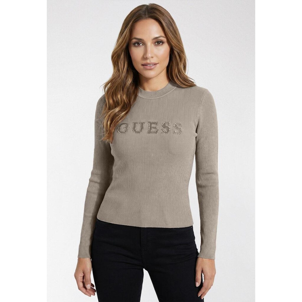 Blusa de Tricot Gola Alta Bege
