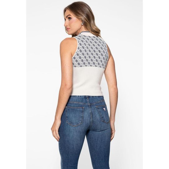 Blusa de Tricot Gola Alta Logo 4g Off White