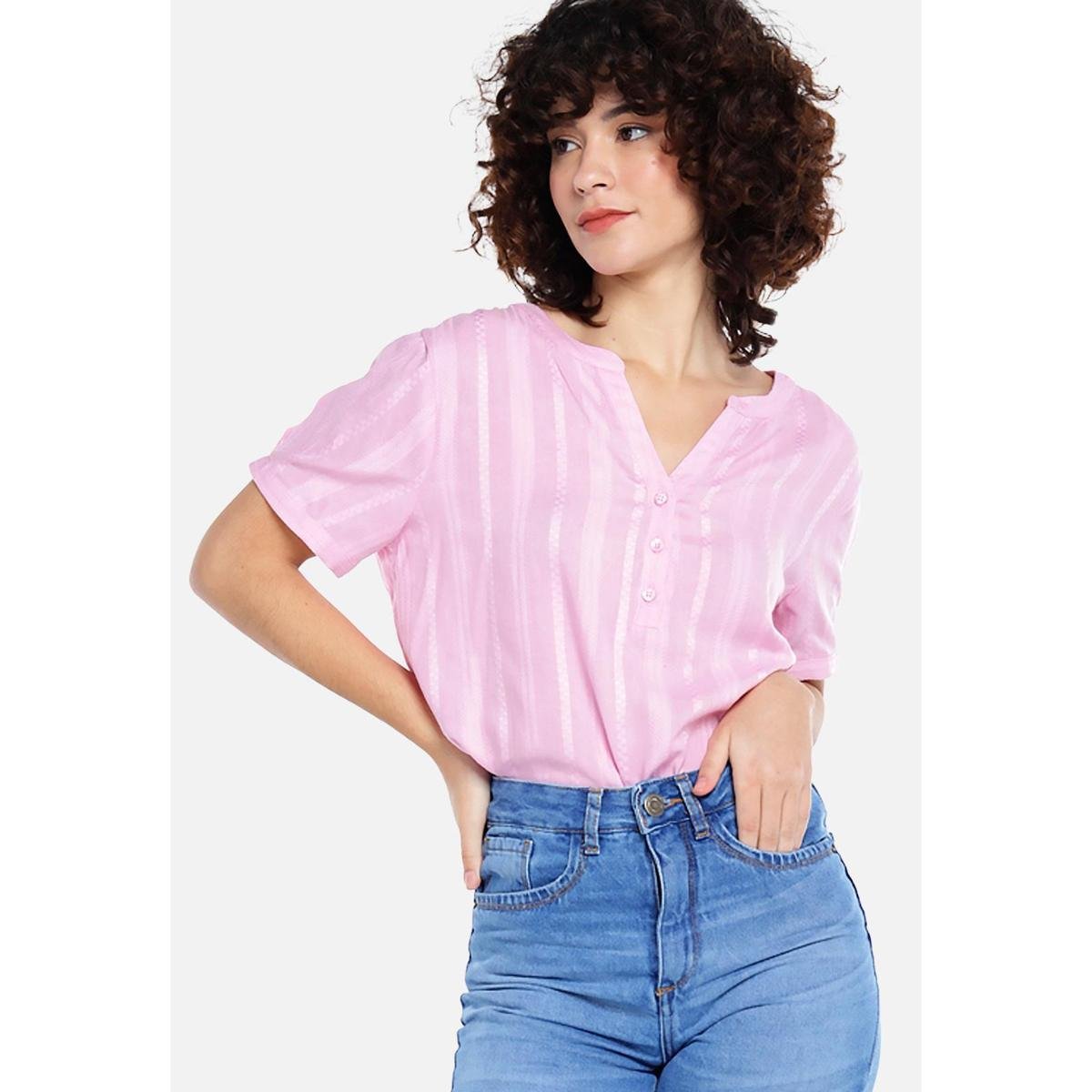 Blusa de Viscose com Linho Manga Curta Sob Menor preço em Blusa de Viscose com Linho Manga Curta Sob