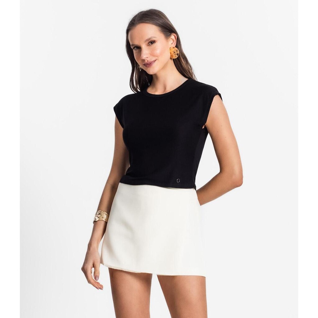 Blusa De Viscotorcion Básica Feminina Endless Preto
