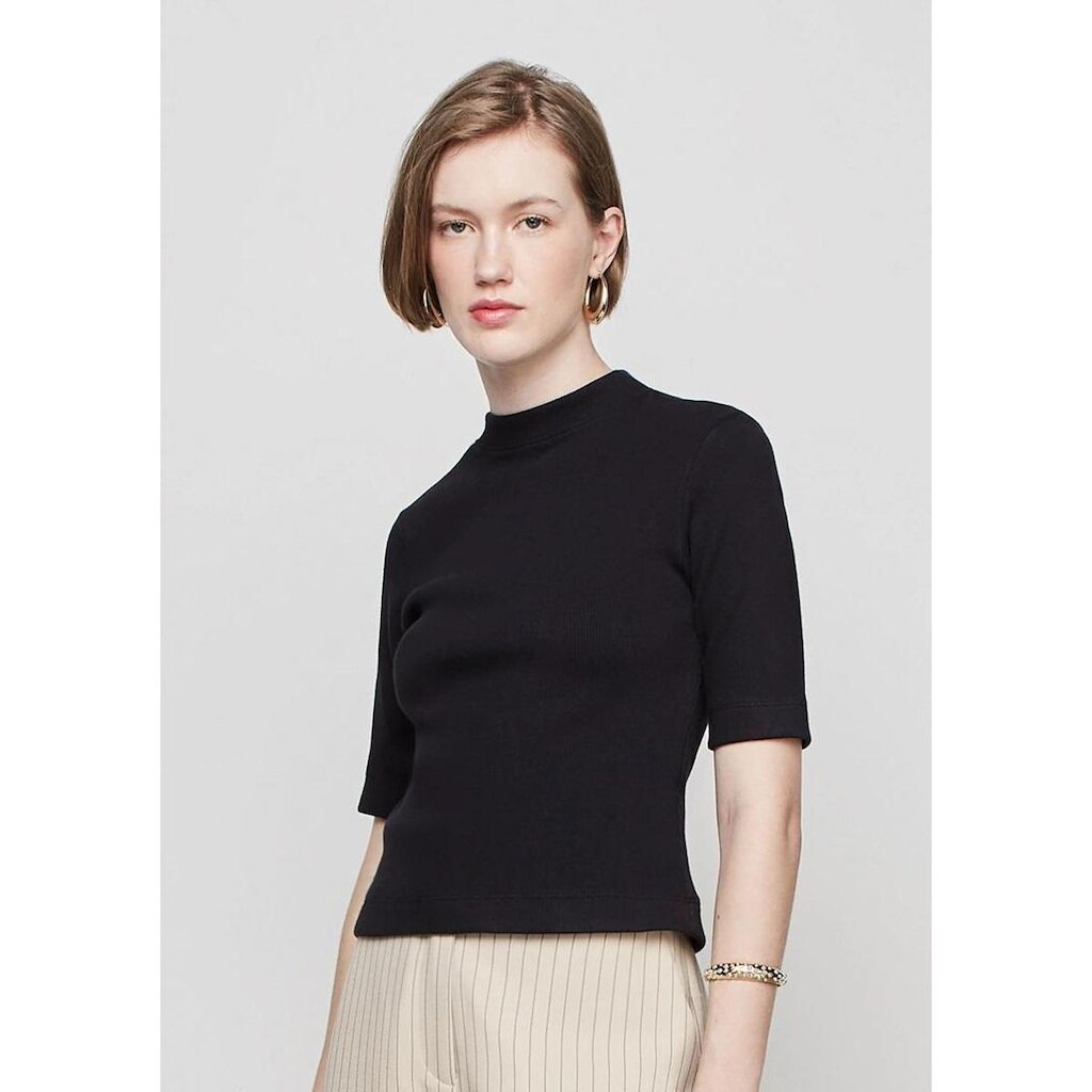 Blusa Dzarm Canelada Decote Redondo Ajustada Feminina