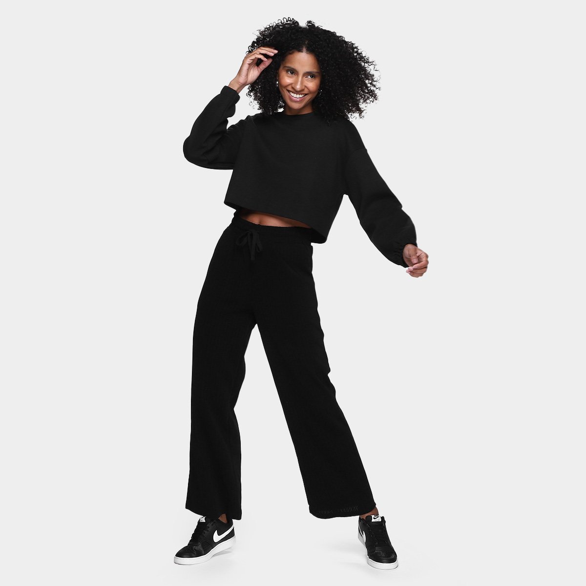 Blusa Dzarm Cropped Manga Longa Feminina - 3