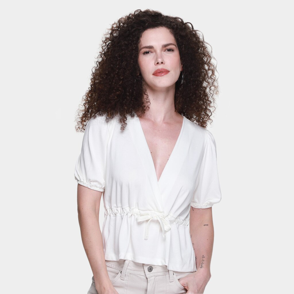 Blusa Dzarm Decote V Amarração Feminina