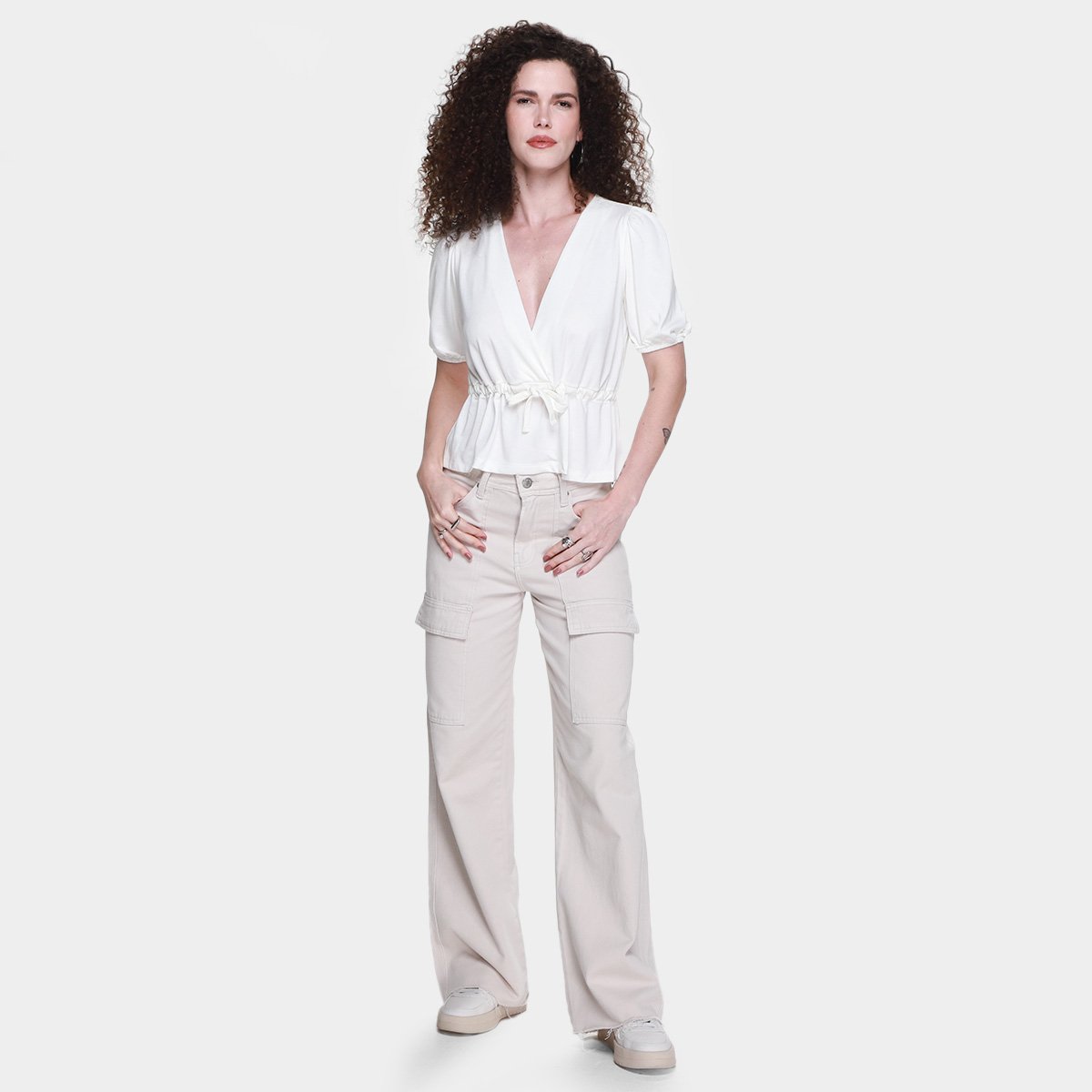 Blusa Dzarm Decote V Amarração Feminina - 3