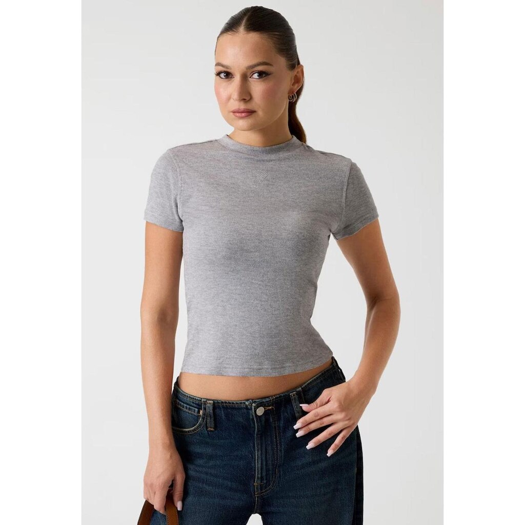 Blusa Eco Manga Curta Hotfix Cinza