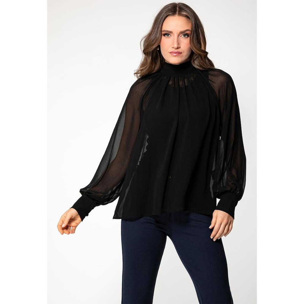 Blusa Eco Manga Longa Laço Preto