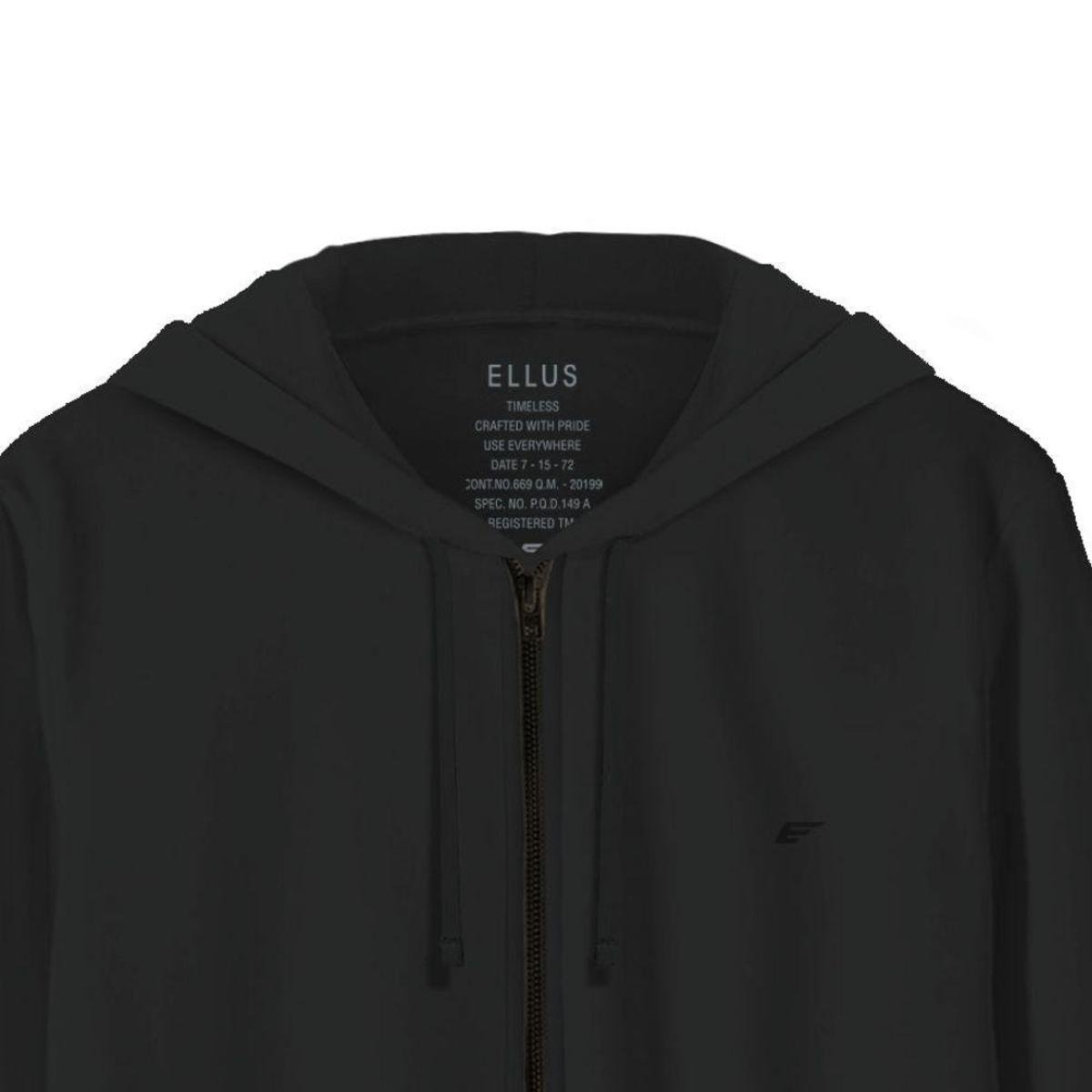Blusa Ellus Moletom Básico Easa Capuz e Zíper Masculino Preto