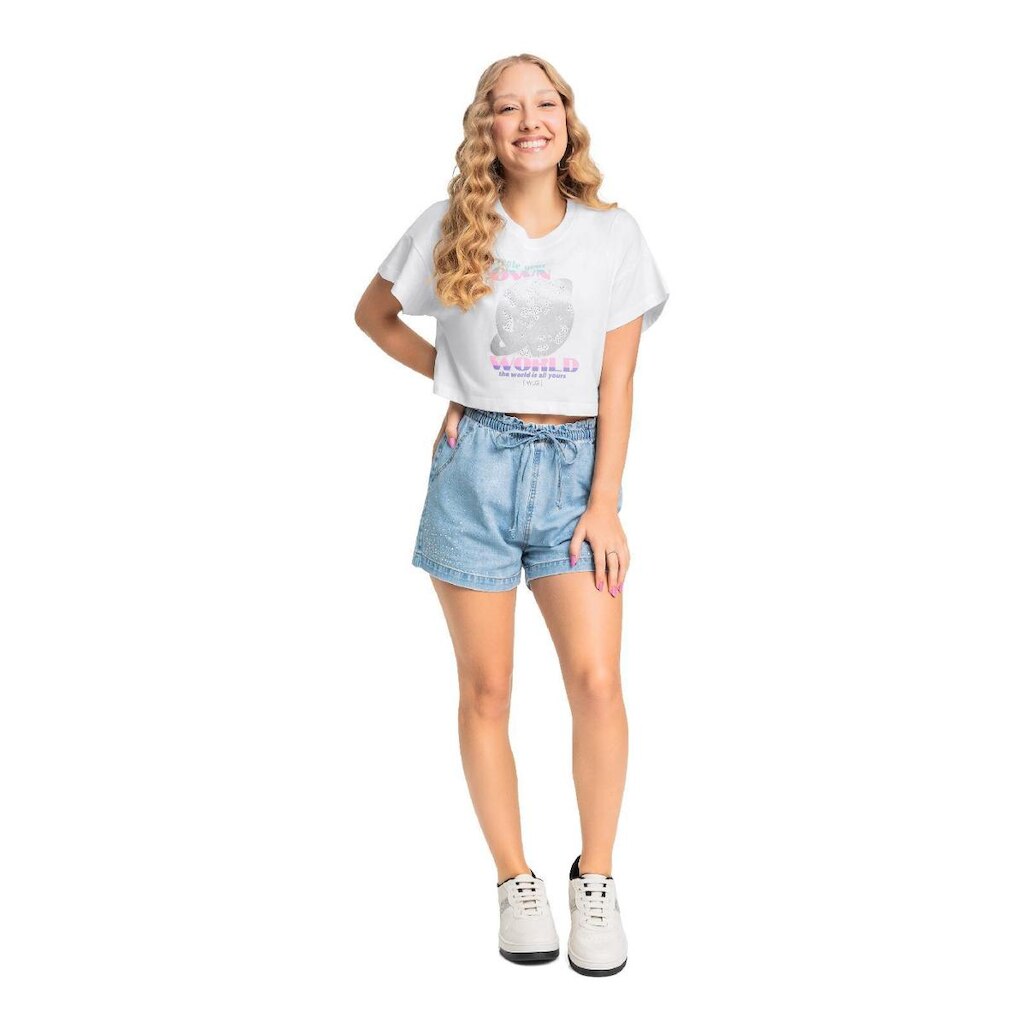 Blusa em Algodão Juvenil Manga Curta Gloss