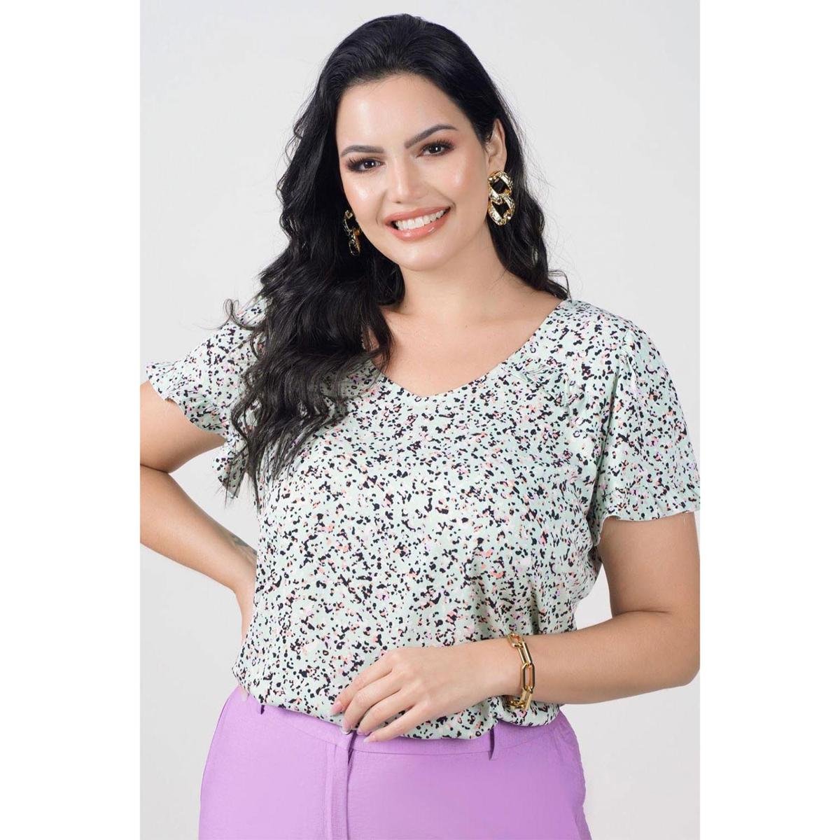blusa estampada com babado