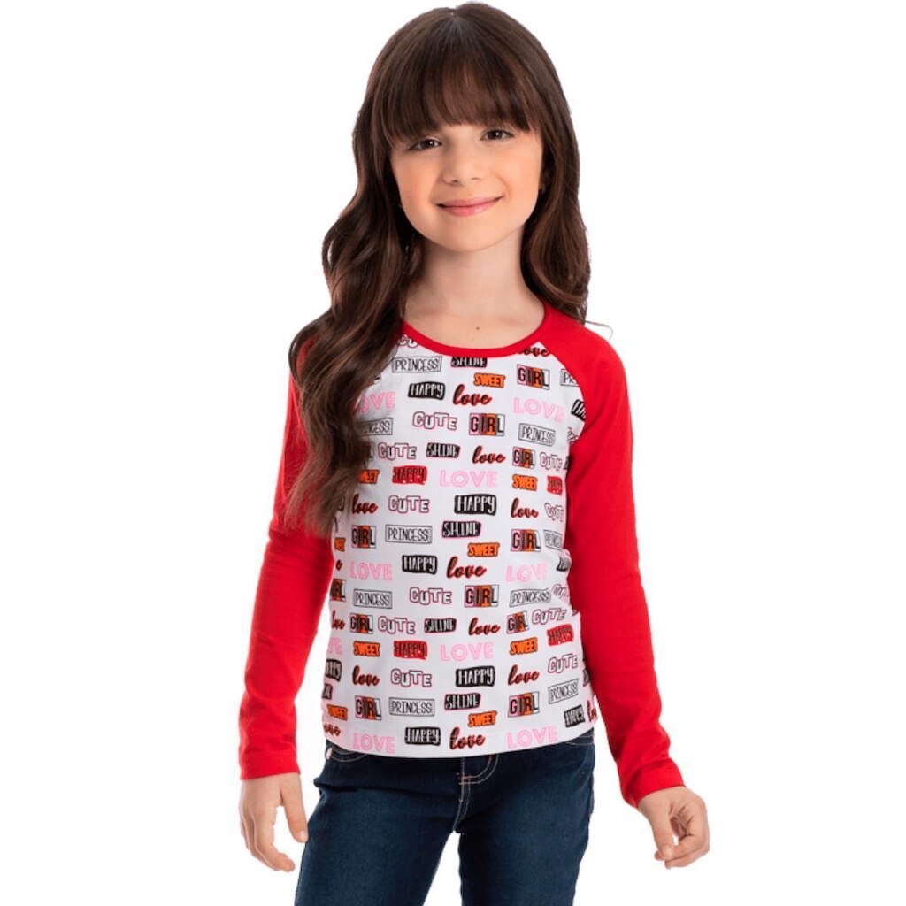 Blusa Estampada com Manga Raglan - Patota Toda