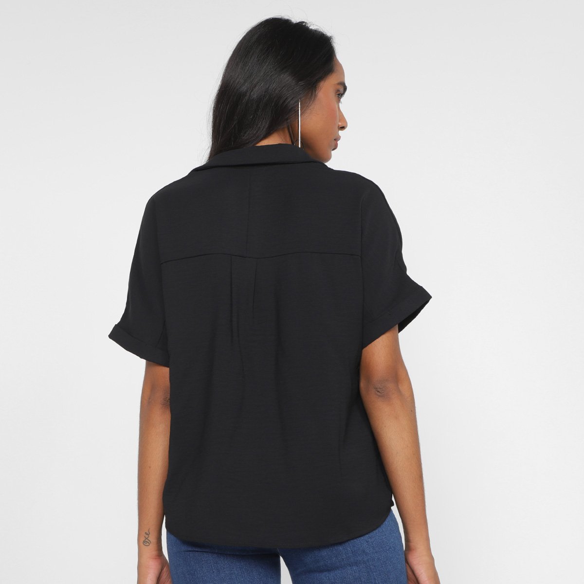 Blusa Facinelli Corte V Básica Pregas Feminina - 1