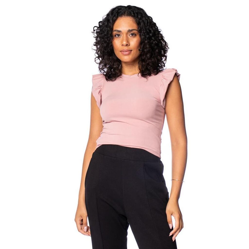 Blusa Feminina Babicat Canelada Babado Marrom
