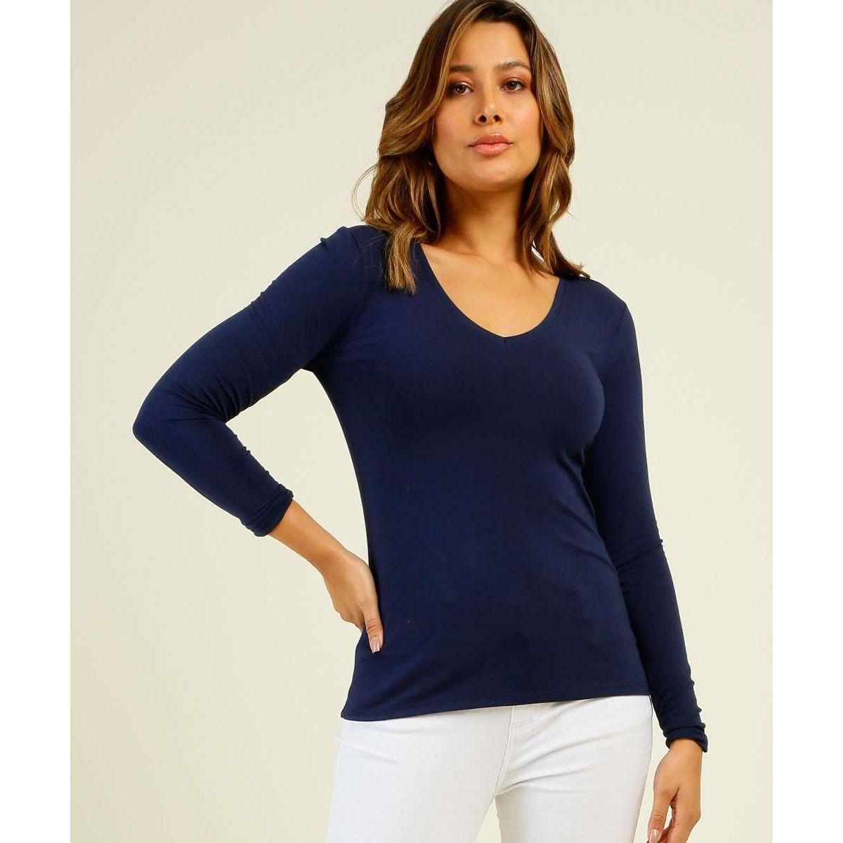blusa feminina basica manga longa