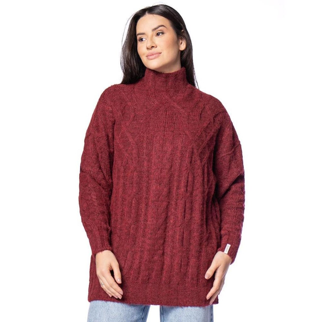 Blusa Feminina Biamar Alongada Tecimento Em Tranças Bordô