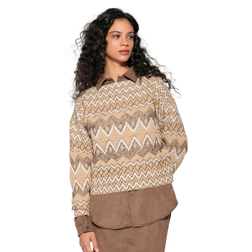 Blusa Feminina Biamar Geométrica Bege Mescla