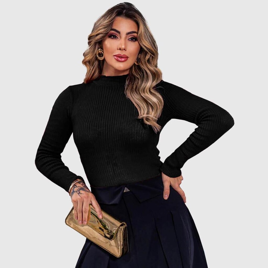 Blusa Feminina Cacharrel Manga Longa Tricô