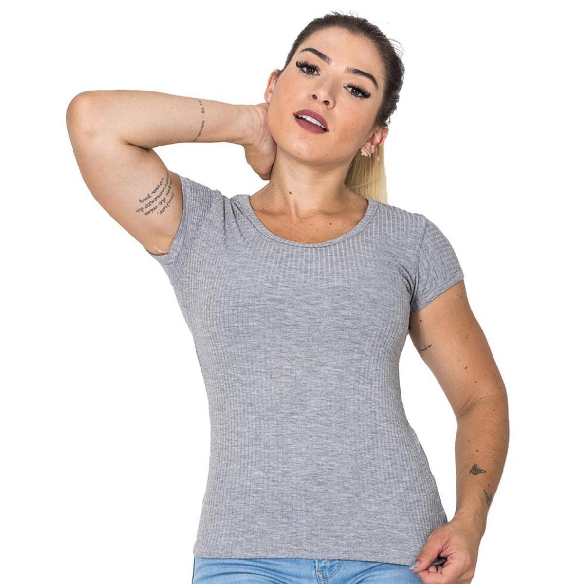 blusa cinza lisa feminina