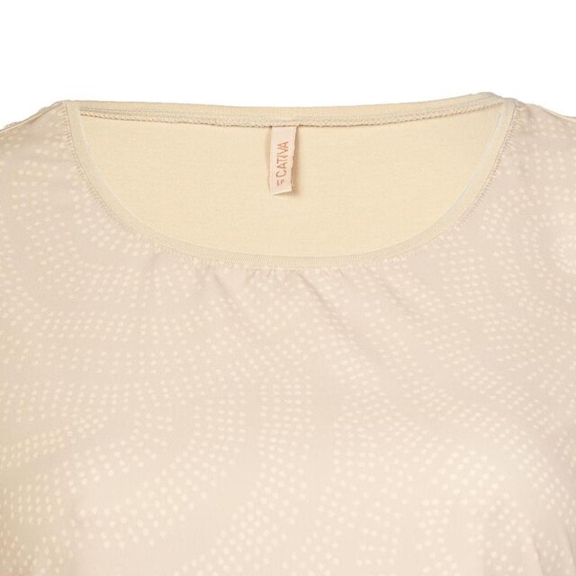Blusa Feminina Cativa Plus Size Estampada Poá Bege