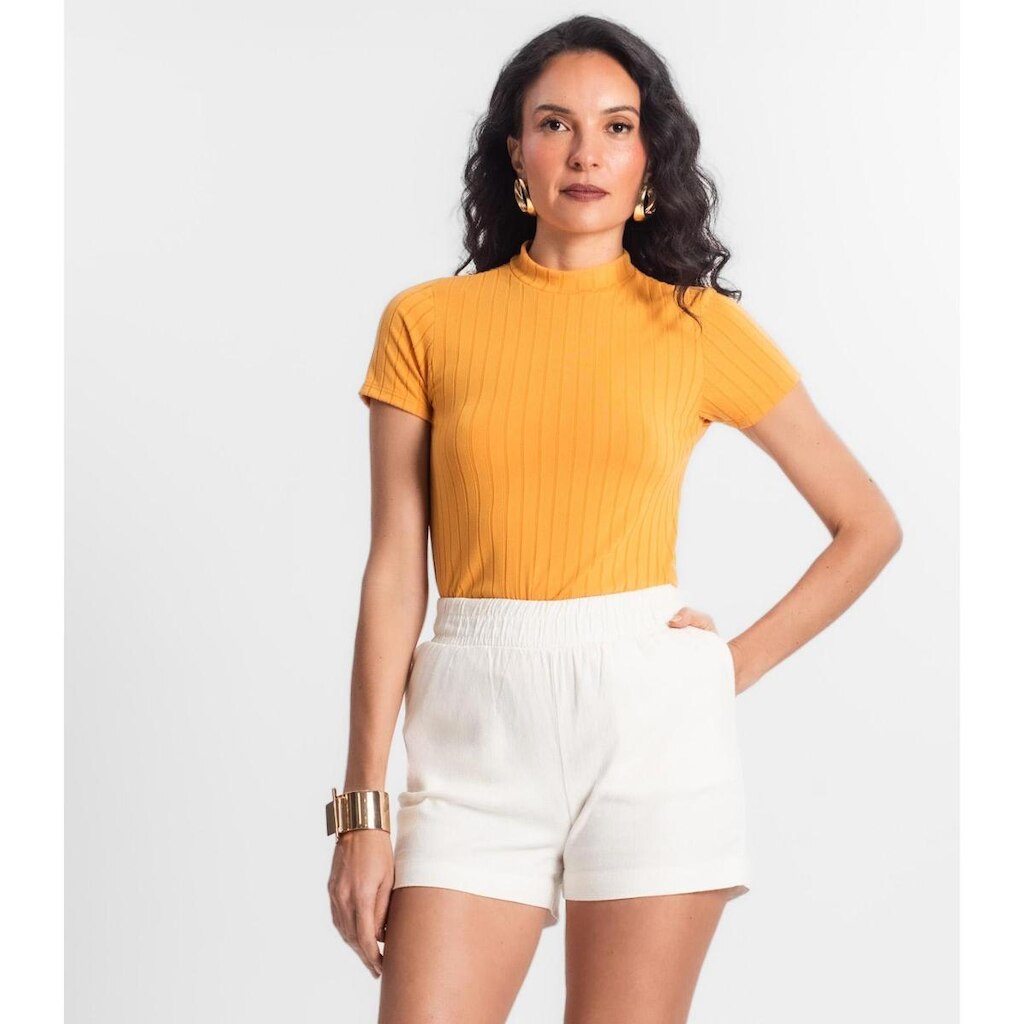 Blusa Feminina com Gola Select Amarelo