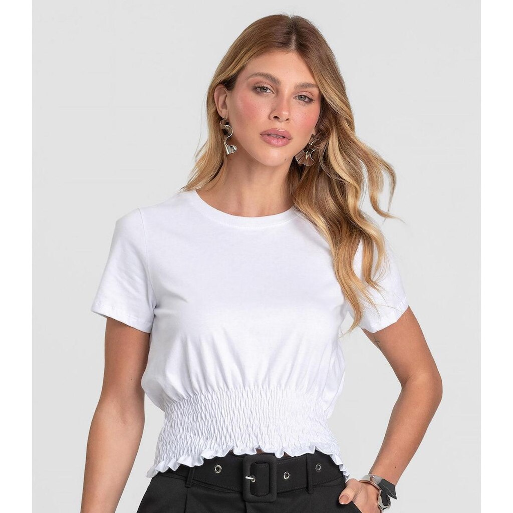 Blusa Feminina Com Lastex Dianna Branco