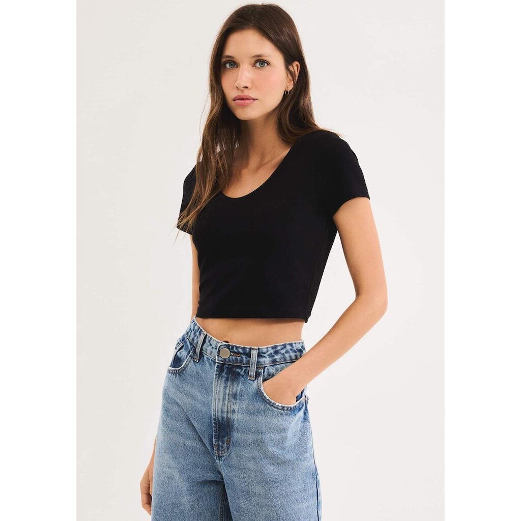 Blusa Feminina Cropped Com Elastano