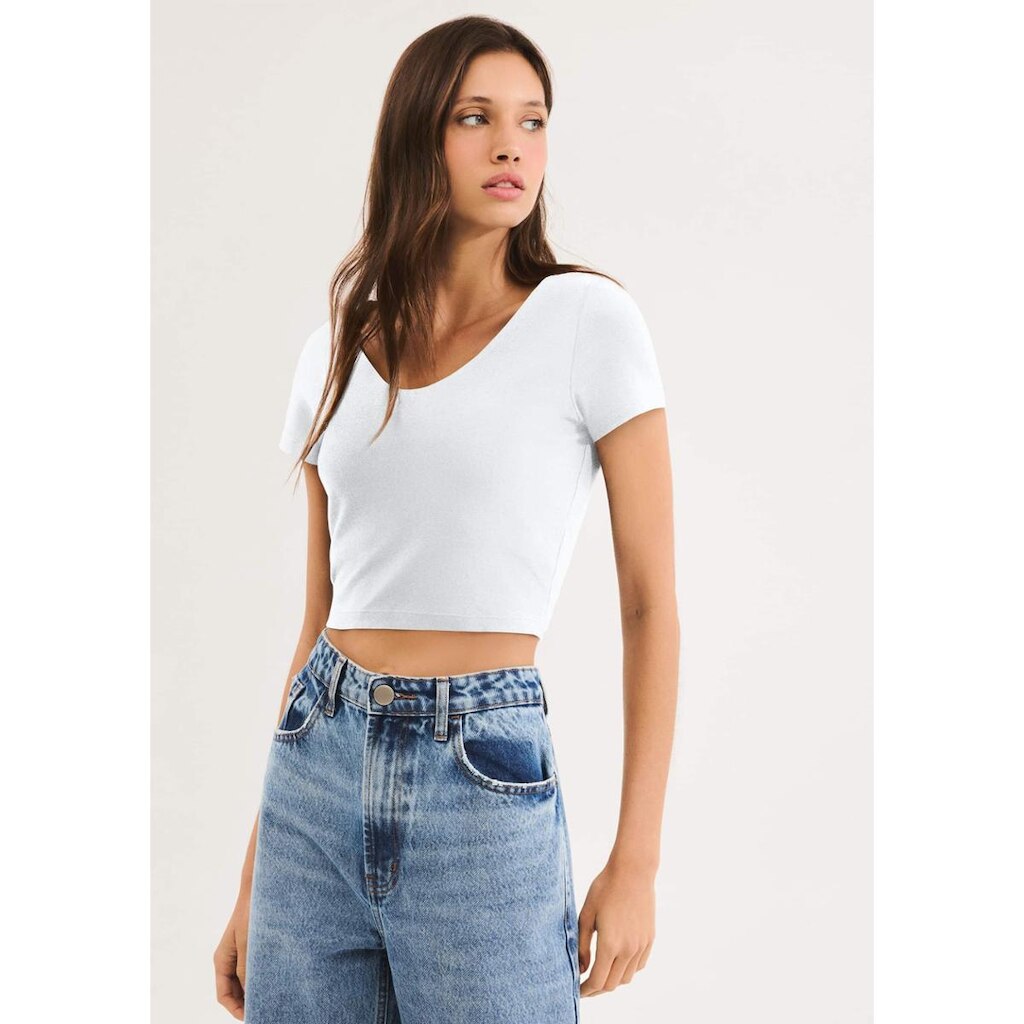 Blusa Feminina Cropped Com Elastano