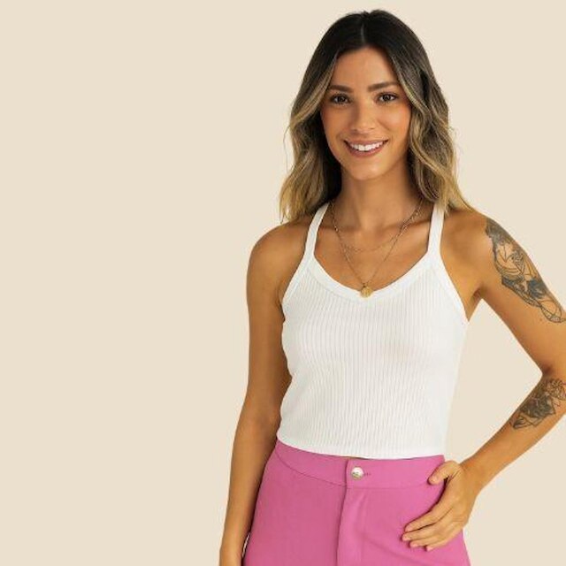 Blusa Feminina de Alça Canelada Habana