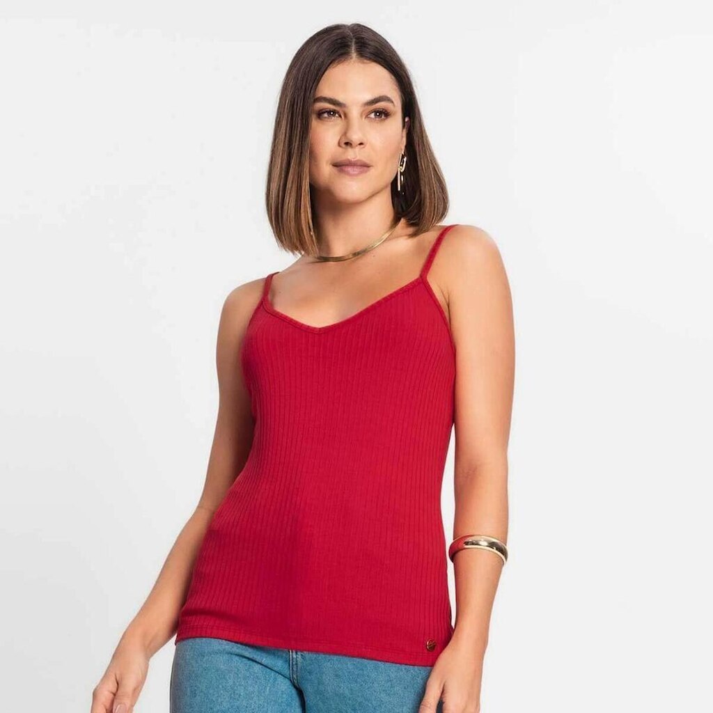 Blusa Feminina de Alça Rovitex Ribana Canelada